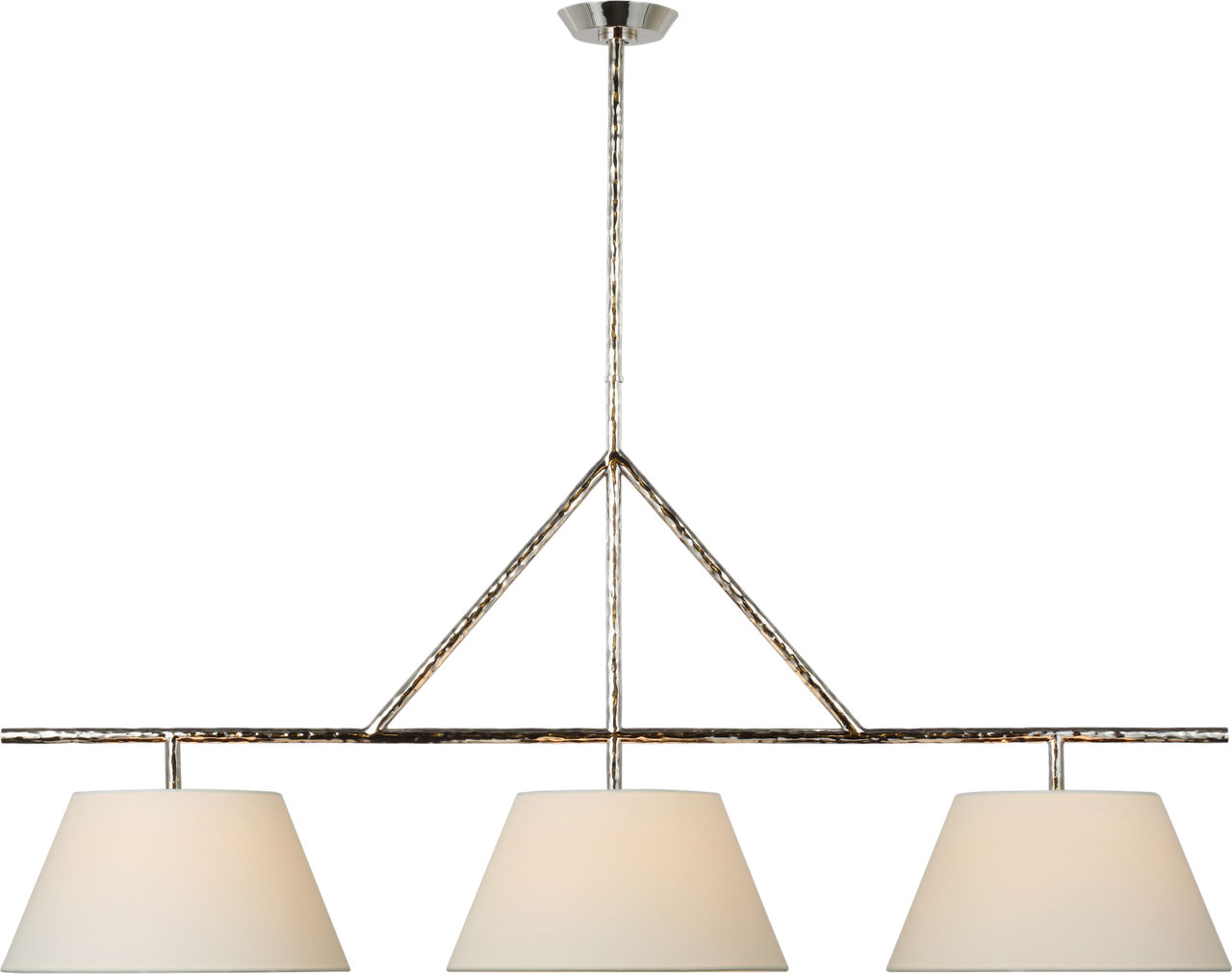 Collette Large Linear Pendant in Polished Nickel with Linen Shade