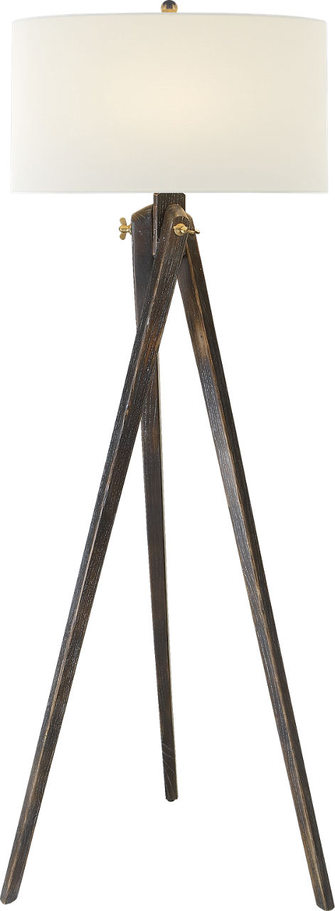 Tripod Floor Lamp in Tudor Brown with Linen Shade