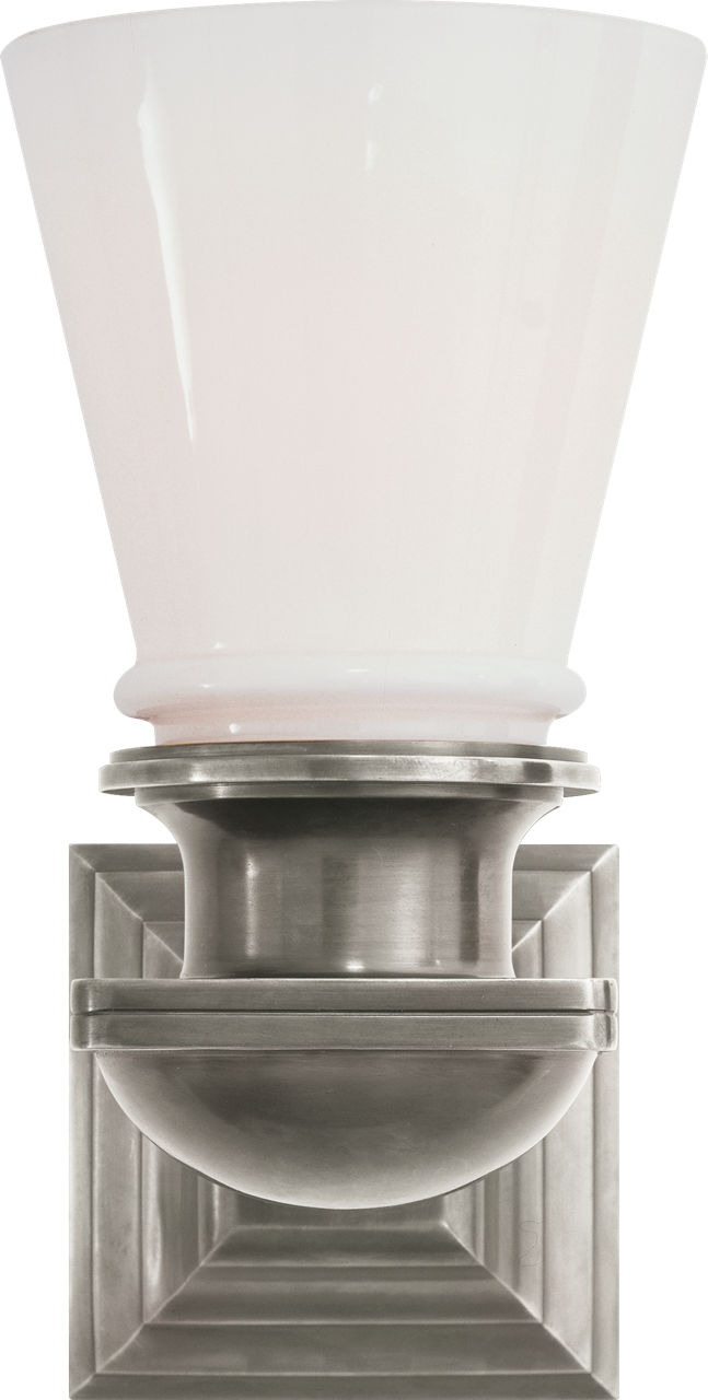 New York Subway Single Light in Antique Nickel with White Glass