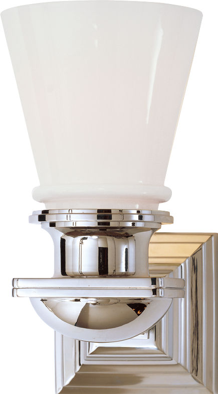 New York Subway Single Light in Polished Nickel with White Glass