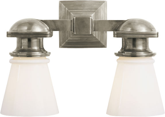 New York Subway Double Light in Antique Nickel with White Glass