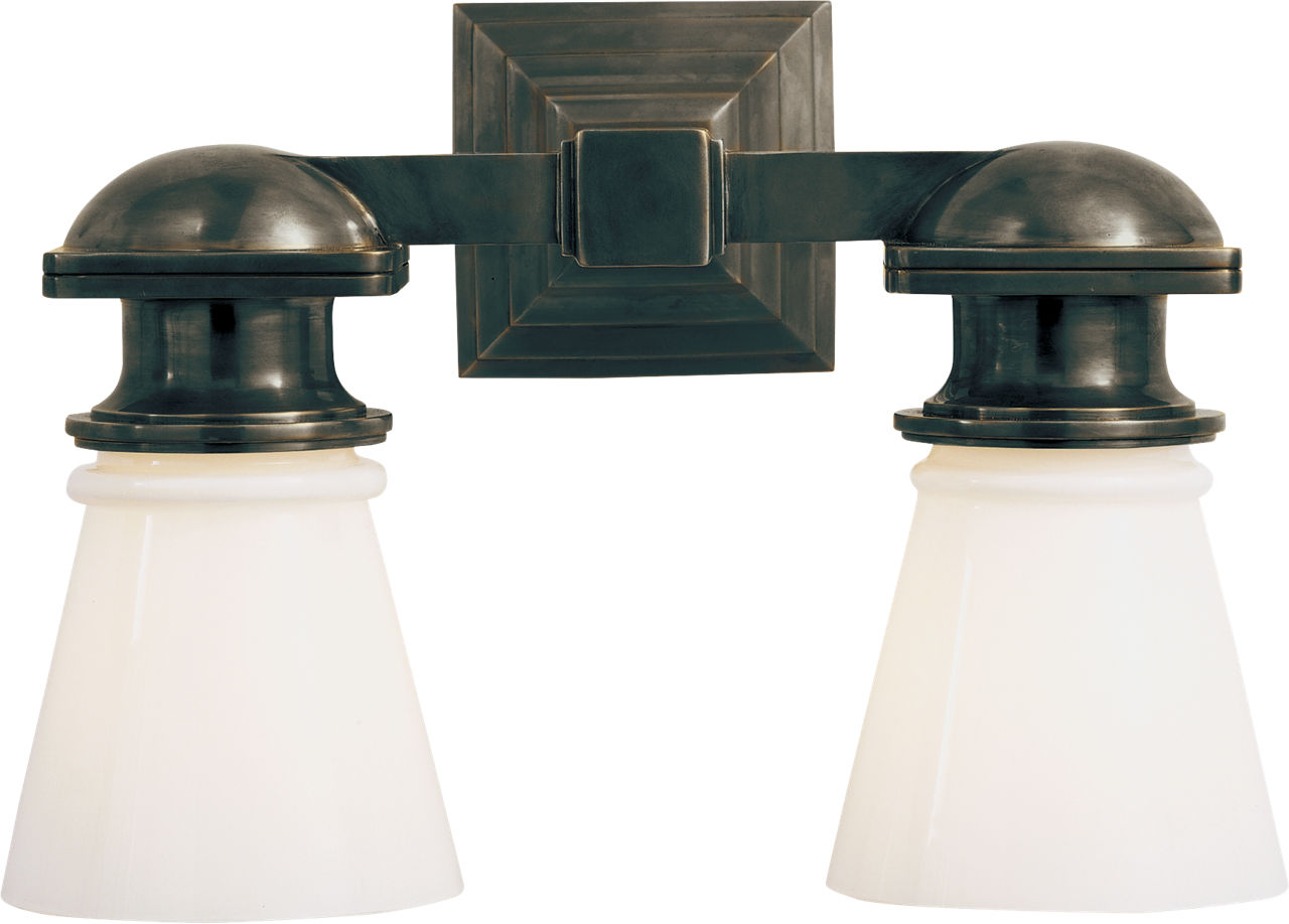 New York Subway Double Light in Bronze with White Glass