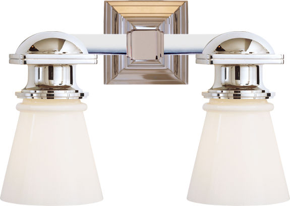 New York Subway Double Light in Chrome with White Glass