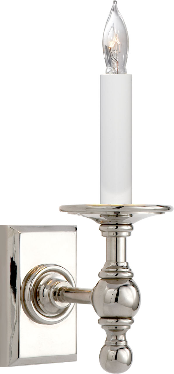 Single Library Classic Sconce in Polished Nickel
