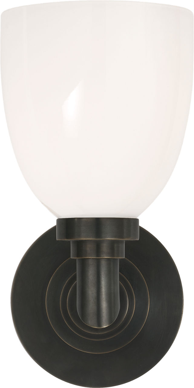 Wilton Single Bath Light in Bronze with White Glass