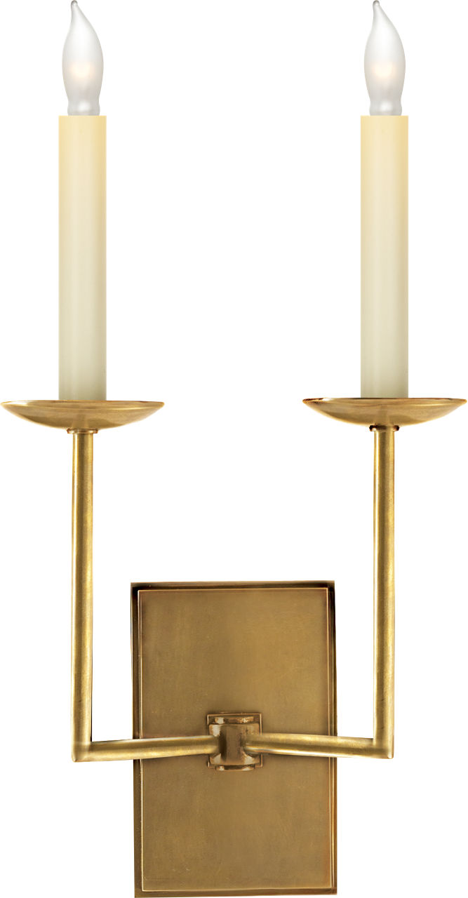 Right Angle Double Sconce in Hand-Rubbed Antique Brass