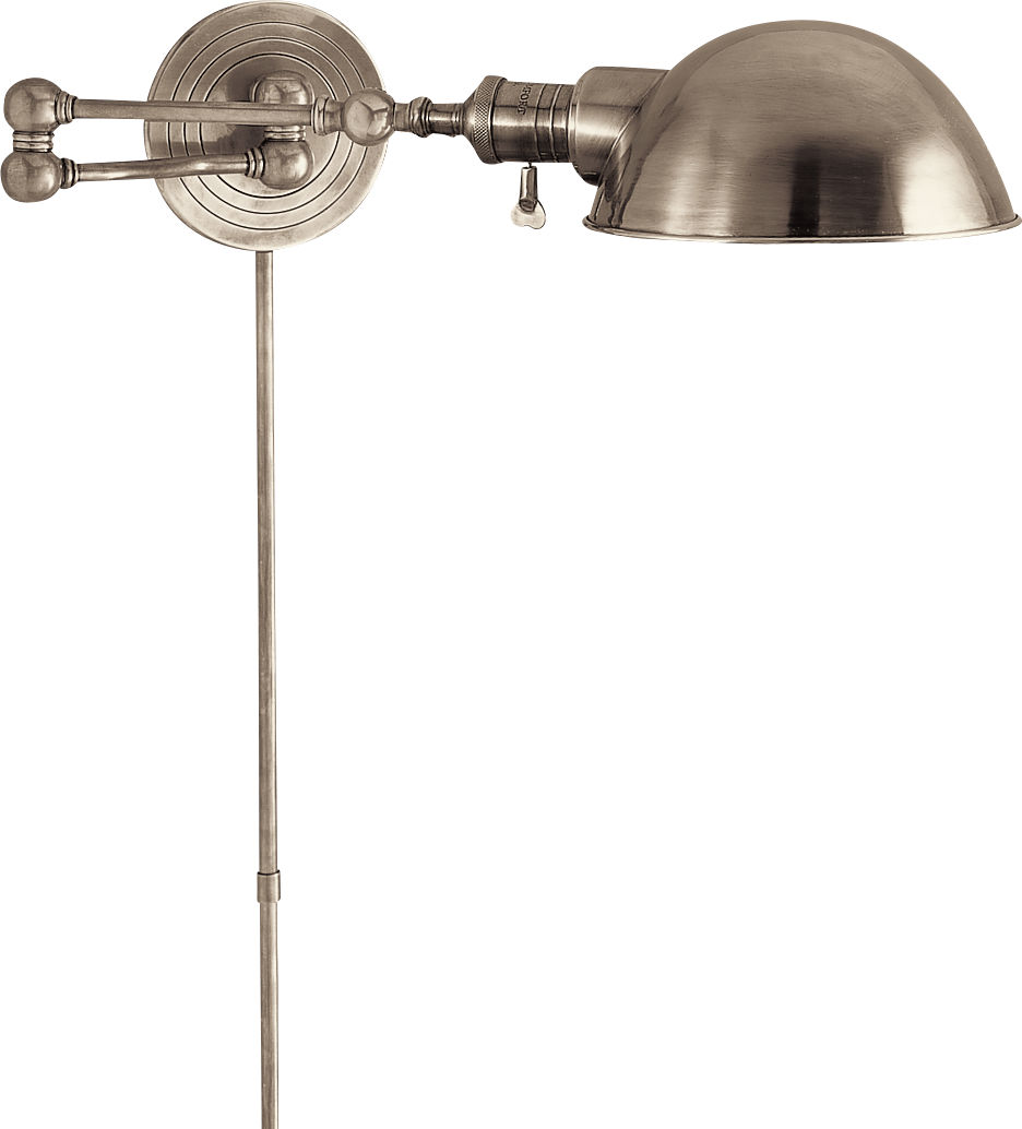Boston Swing Arm in Antique Nickel with SLG Shade