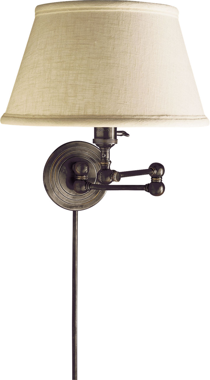 Boston Swing Arm in Bronze with Linen Shade