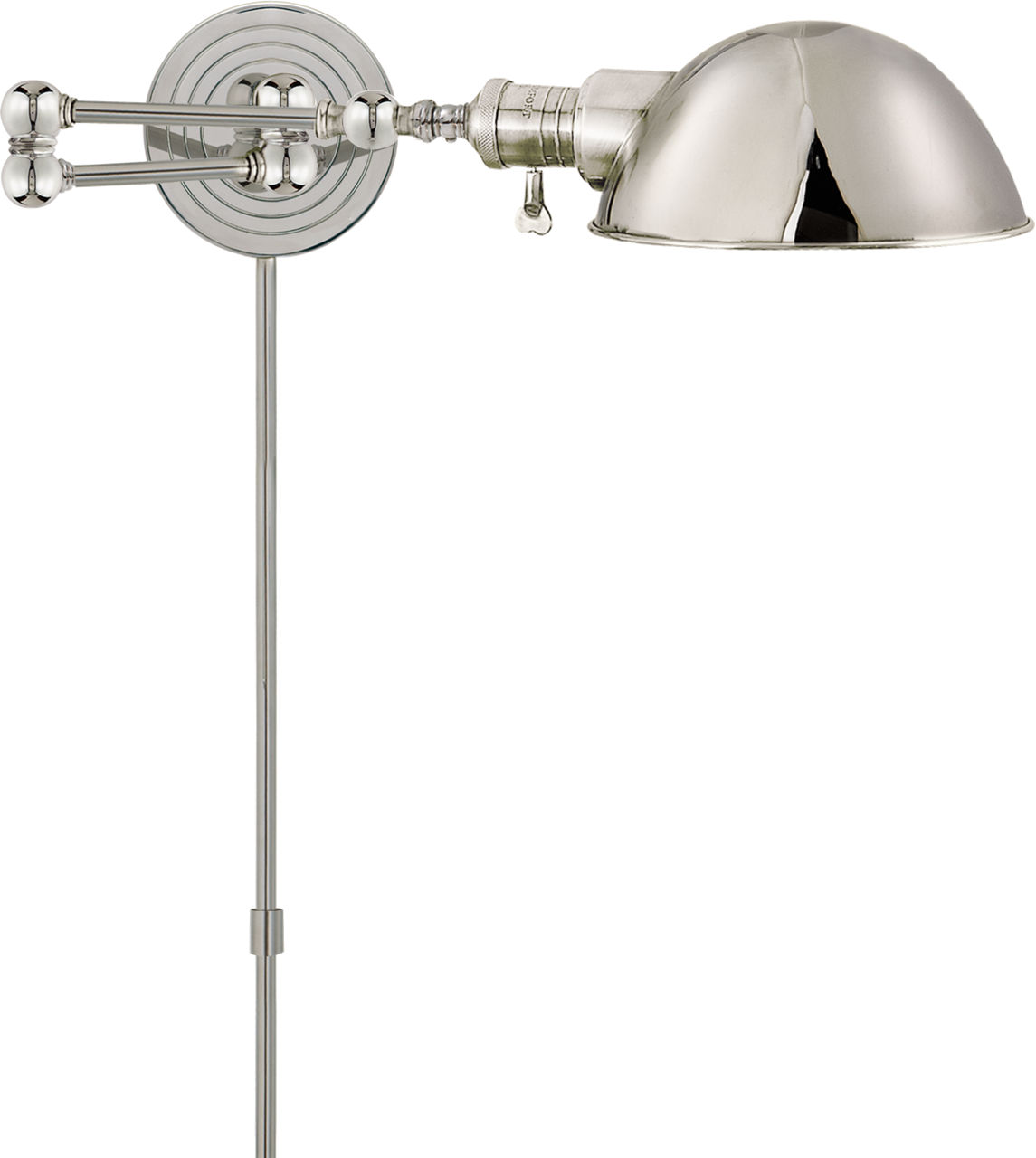 Boston Swing Arm in Polished Nickel with SLG Shade
