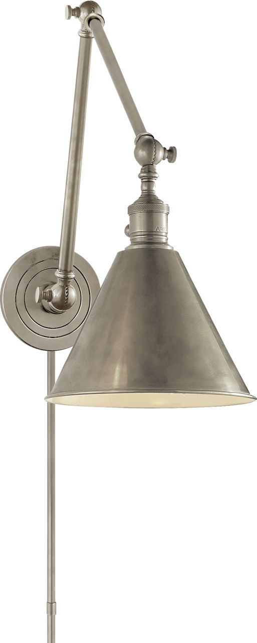 Boston Functional Double Arm Library Light in Antique Nickel