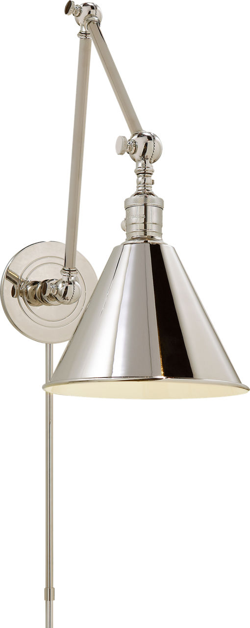 Boston Functional Double Arm Library Light in Polished Nickel