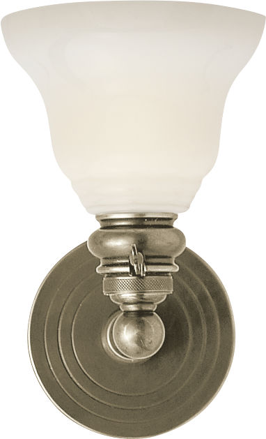 Boston Functional Single Light in Antique Nickel with White Glass