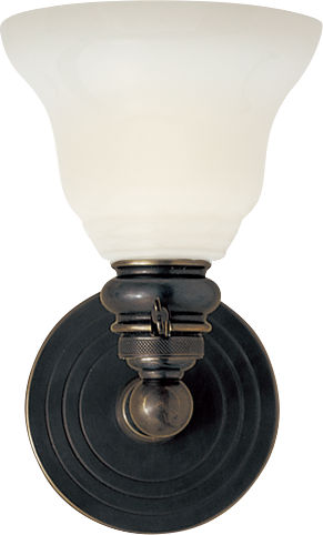 Boston Functional Single Light in Bronze with White Glass