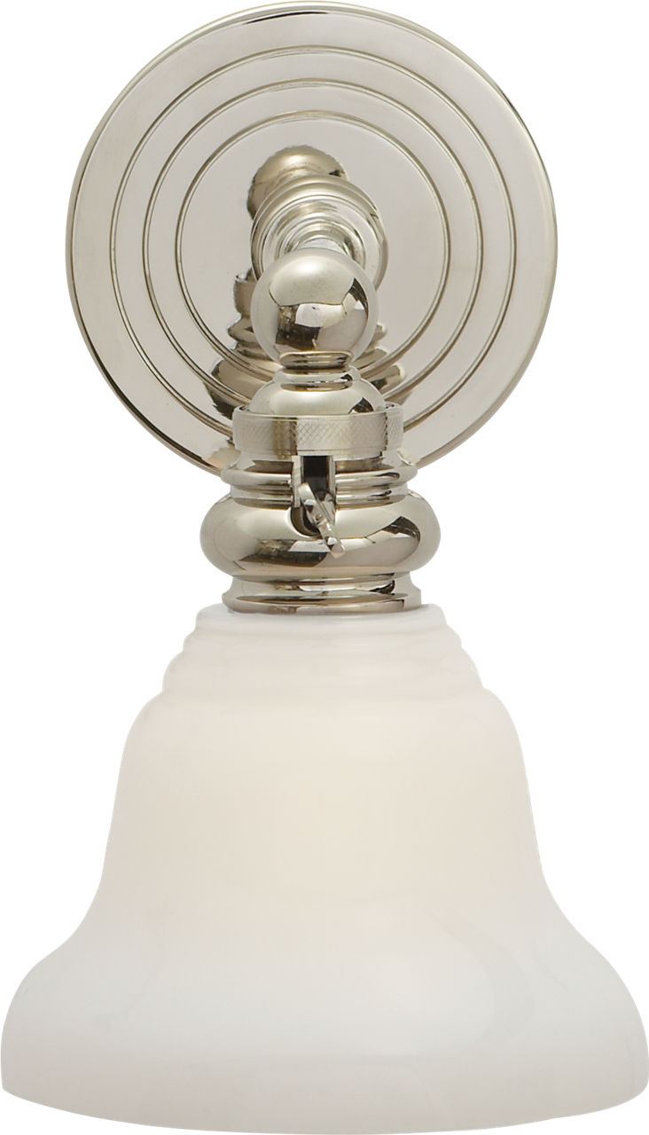 Boston Functional Single Light in Polished Nickel with White Glass