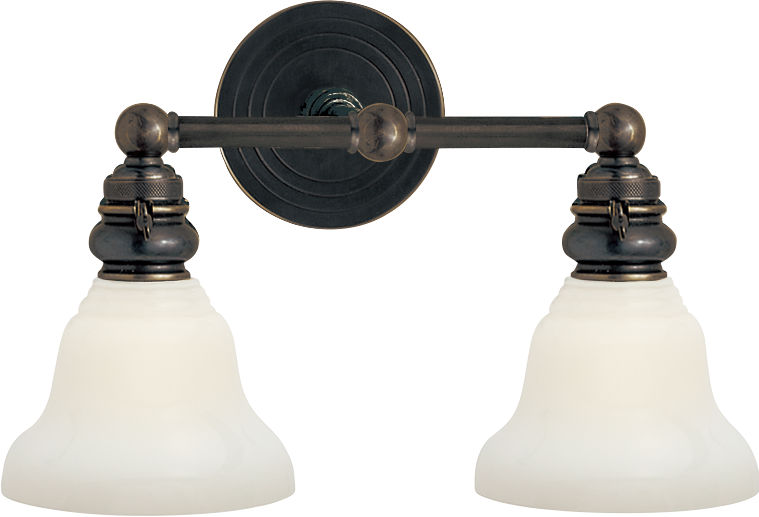 Boston Functional Double Light in Bronze with White Glass