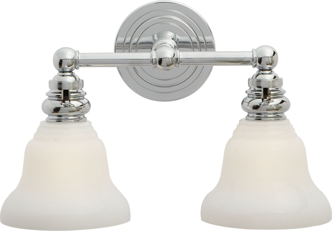 Boston Functional Double Light in Chrome with White Glass