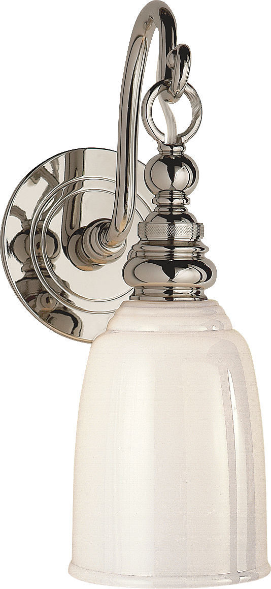 Boston Loop Arm Sconce in Chrome with White Glass