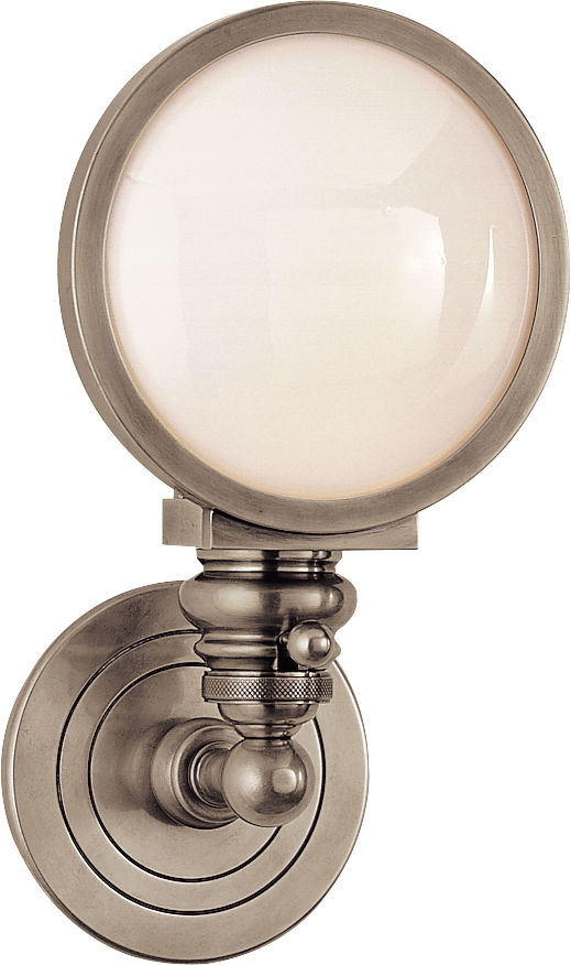 Boston Head Light Sconce in Antique Nickel with White Glass