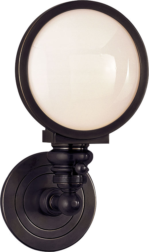 Boston Head Light Sconce in Bronze with White Glass