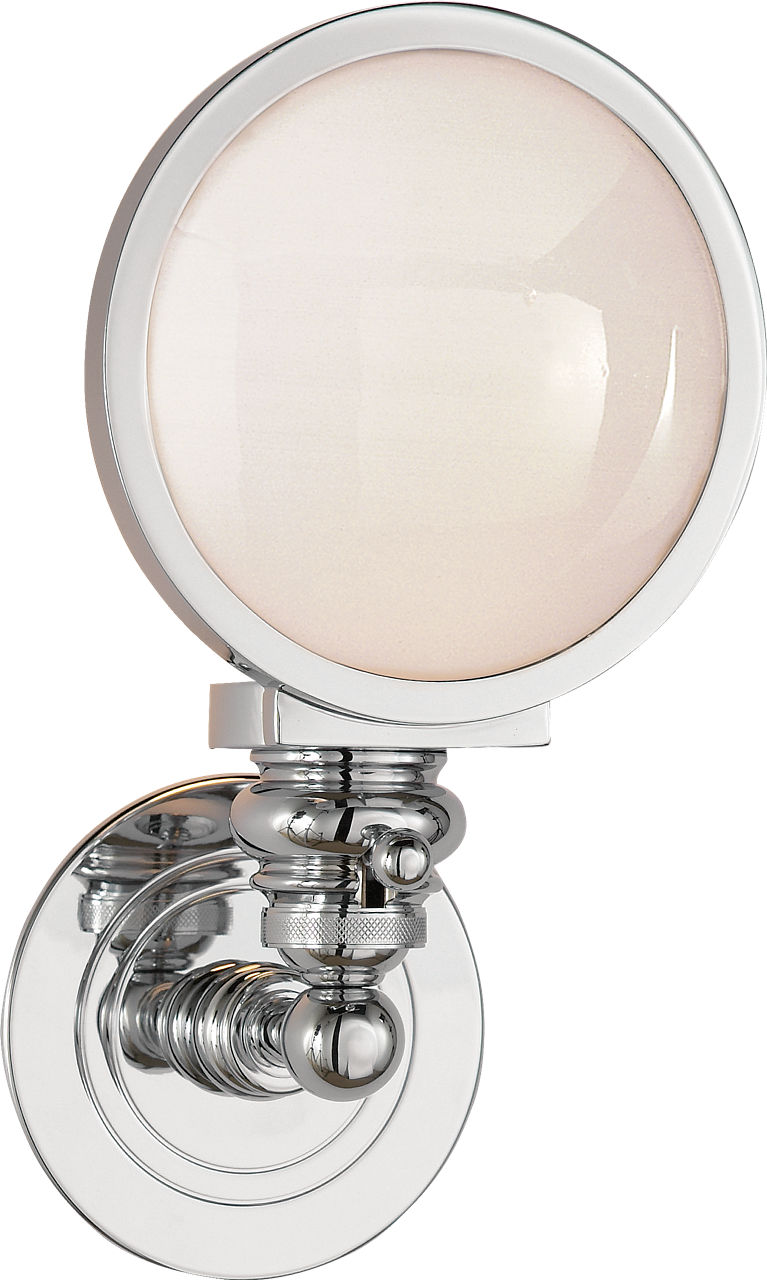 Boston Head Light Sconce in Chrome with White Glass