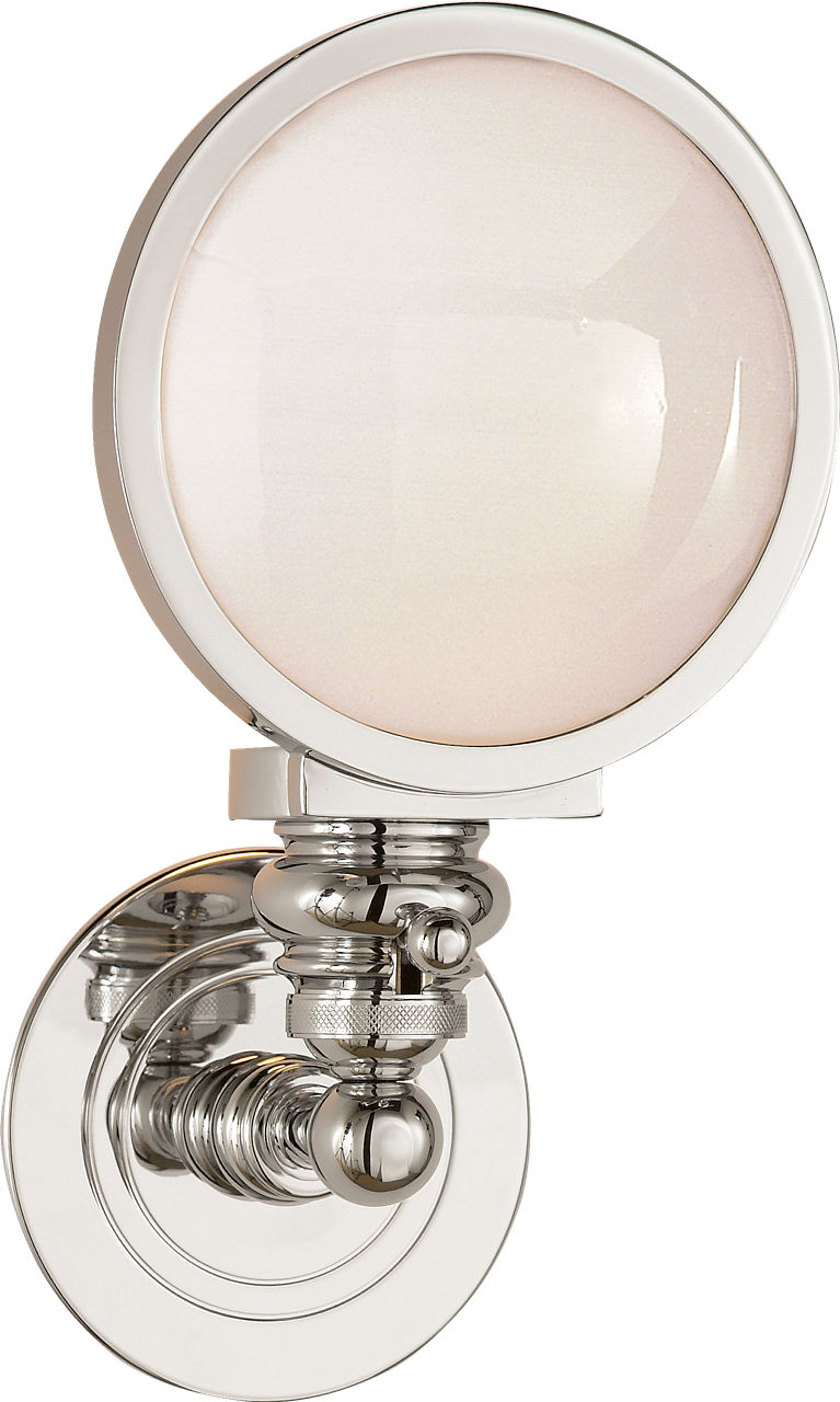 Boston Head Light Sconce in Polished Nickel with White Glass