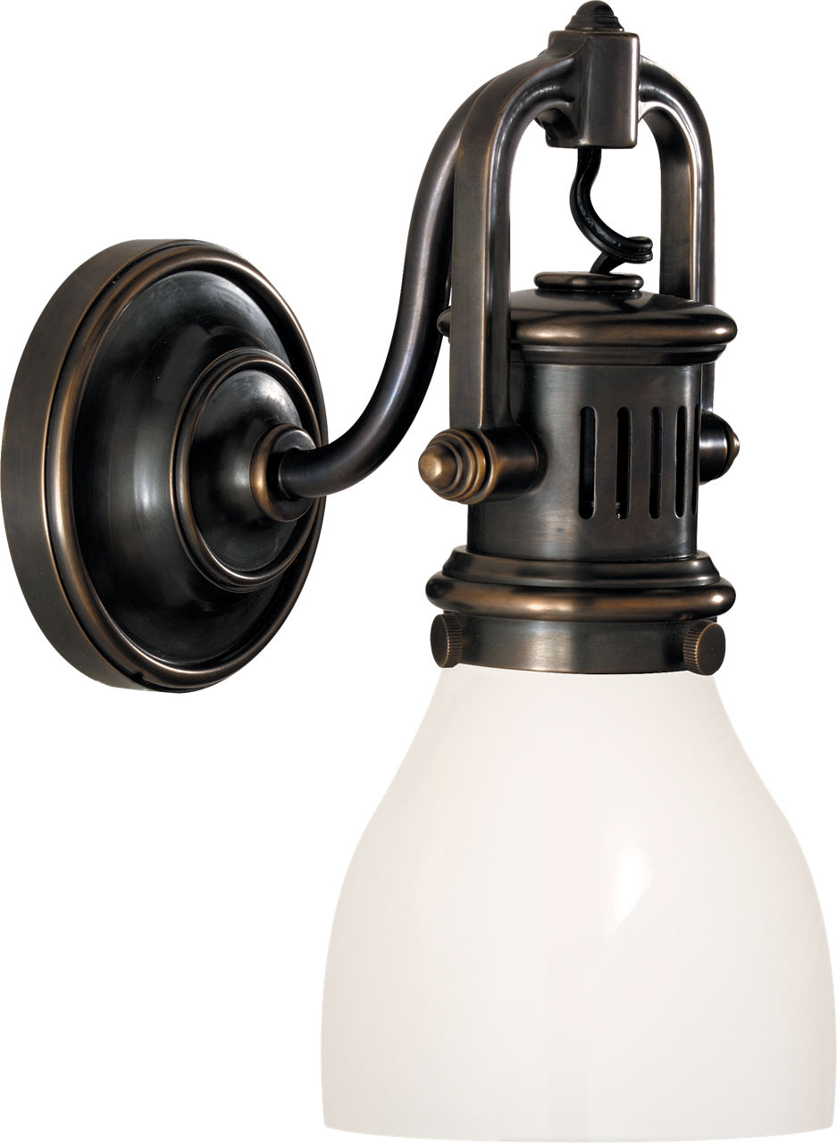 Yoke Suspended Sconce in Bronze with White Glass