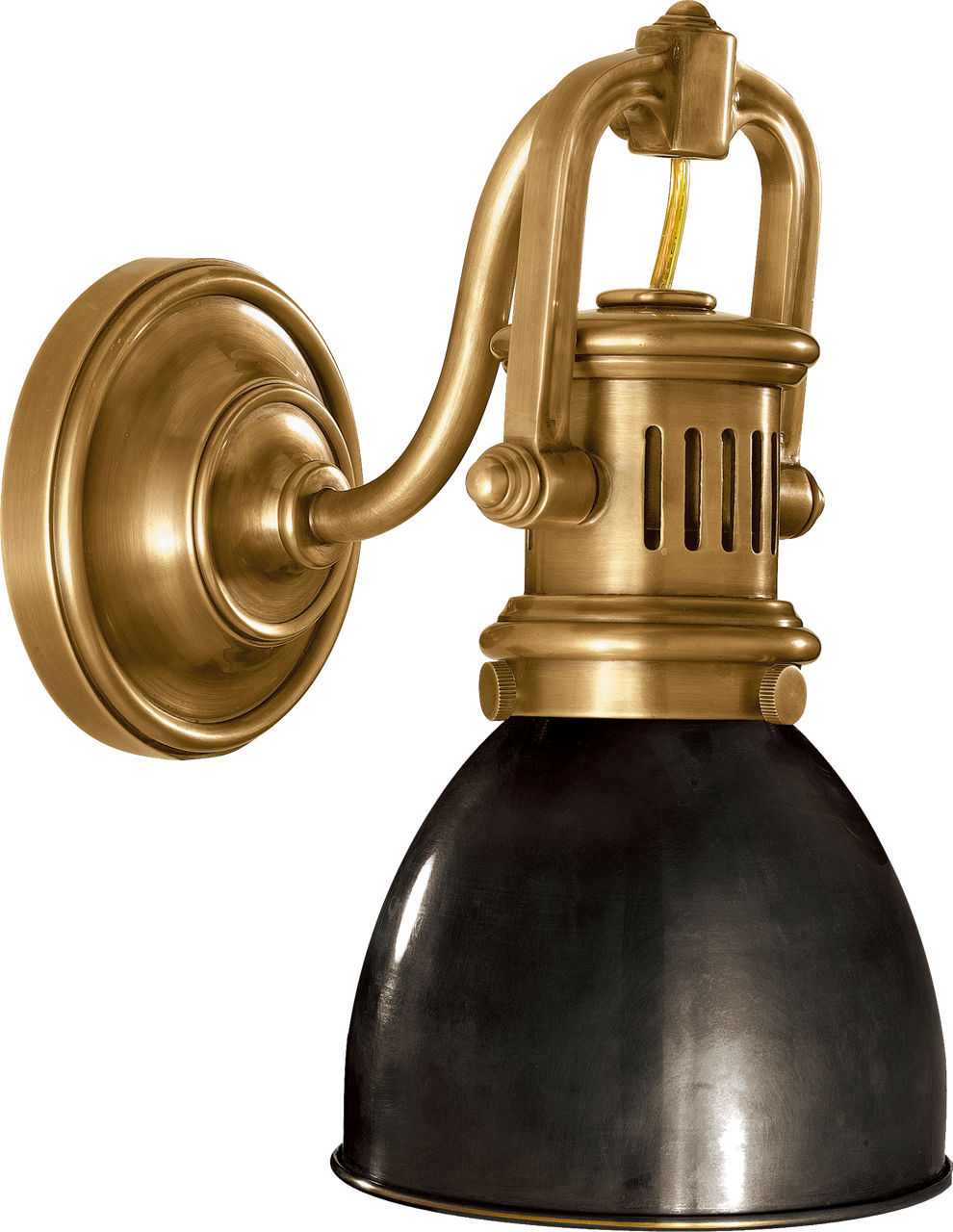 Yoke Suspended Sconce in Hand-Rubbed Antique Brass with Bronze Shade