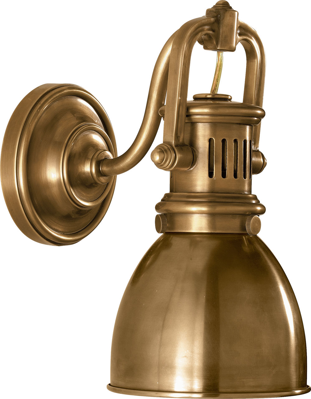 Yoke Suspended Sconce in Hand-Rubbed Antique Brass with Hand-Rubbed Antique Brass Shade