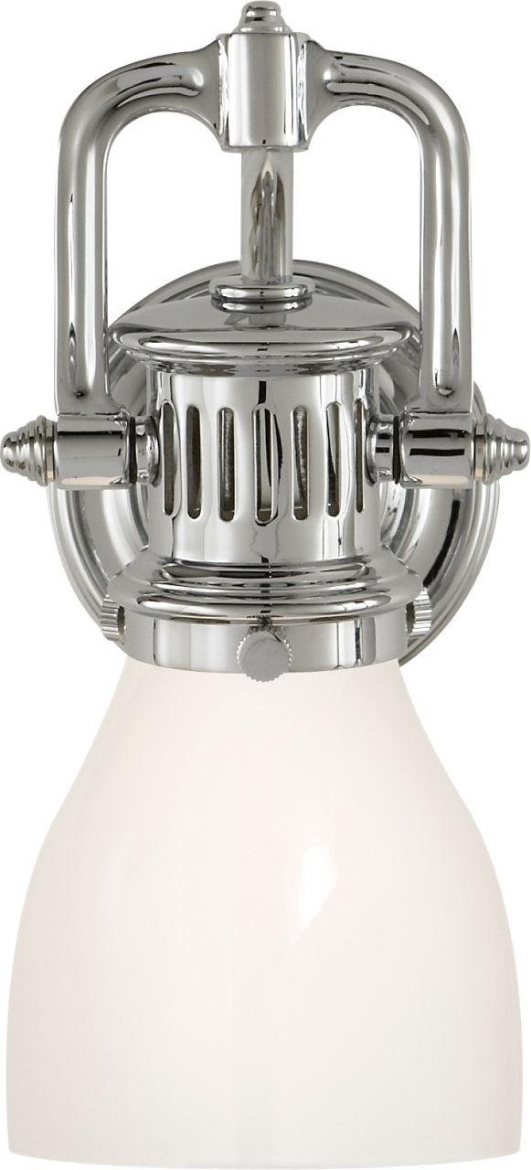 Yoke Suspended Sconce in Polished Nickel with White Glass