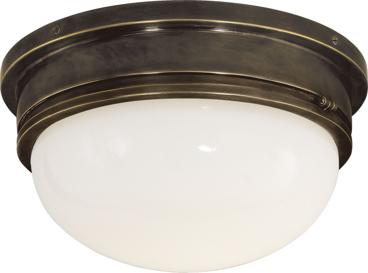 Marine Large Flush Mount in Bronze with White Glass