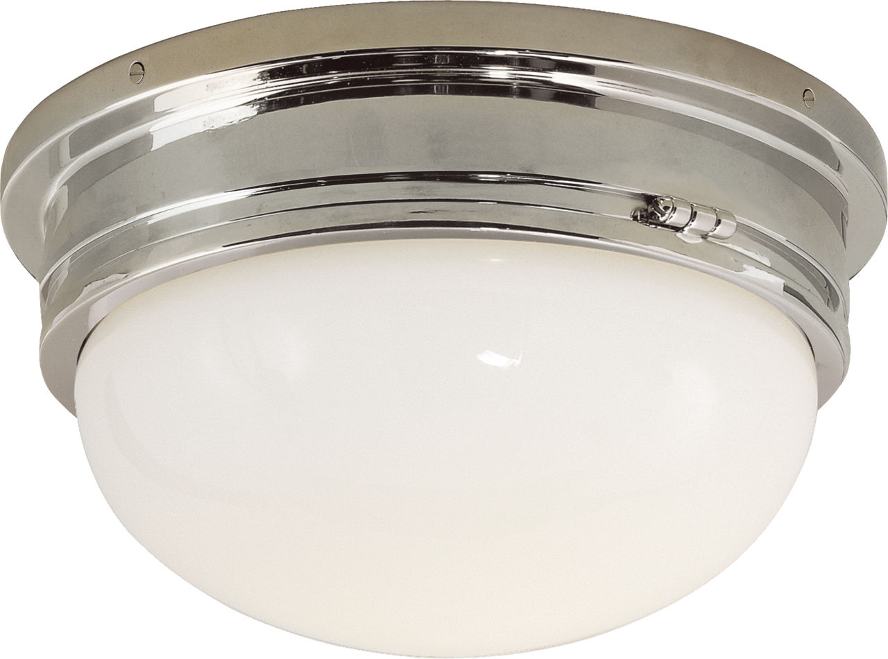 Marine Large Flush Mount in Polished Nickel with White Glass