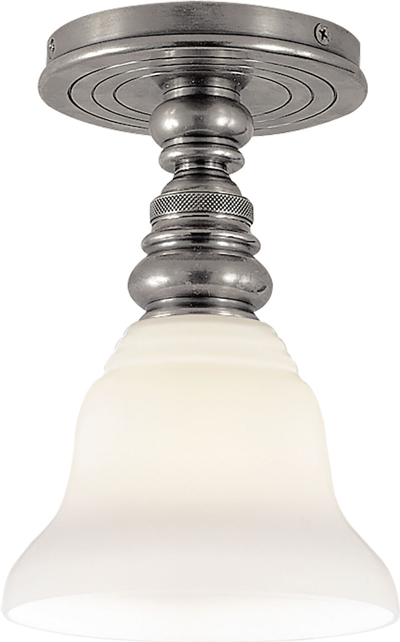 Boston Single Flush Mount in Antique Nickel with SLEG Shade