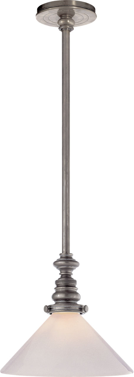 Boston Pendant in Antique Nickel with White Glass Slant Shade