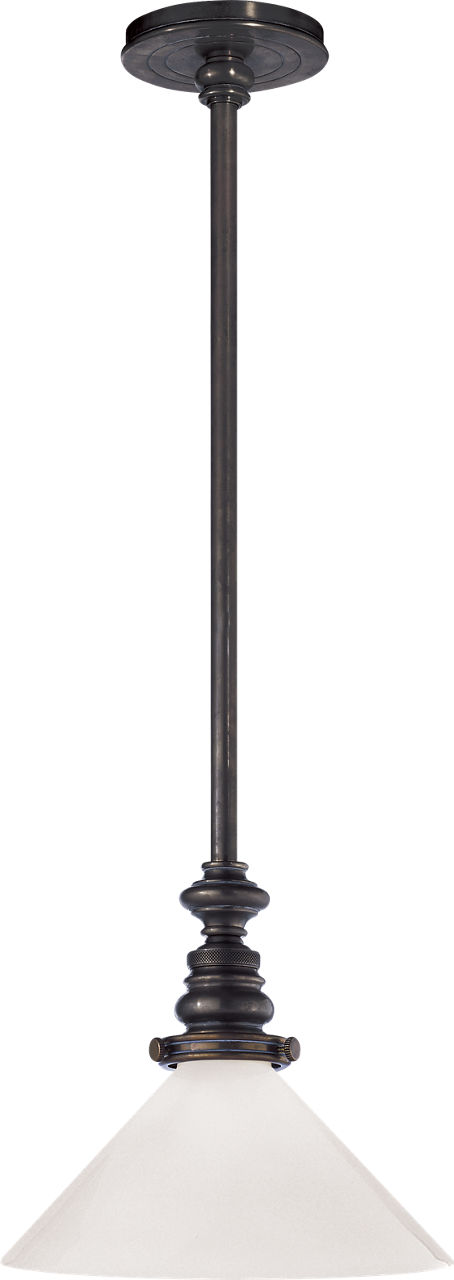 Boston Pendant in Bronze with White Glass Slant Shade