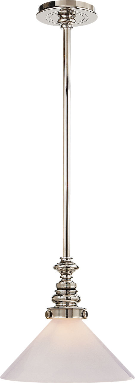 Boston Pendant in Polished Nickel with White Glass Slant Shade