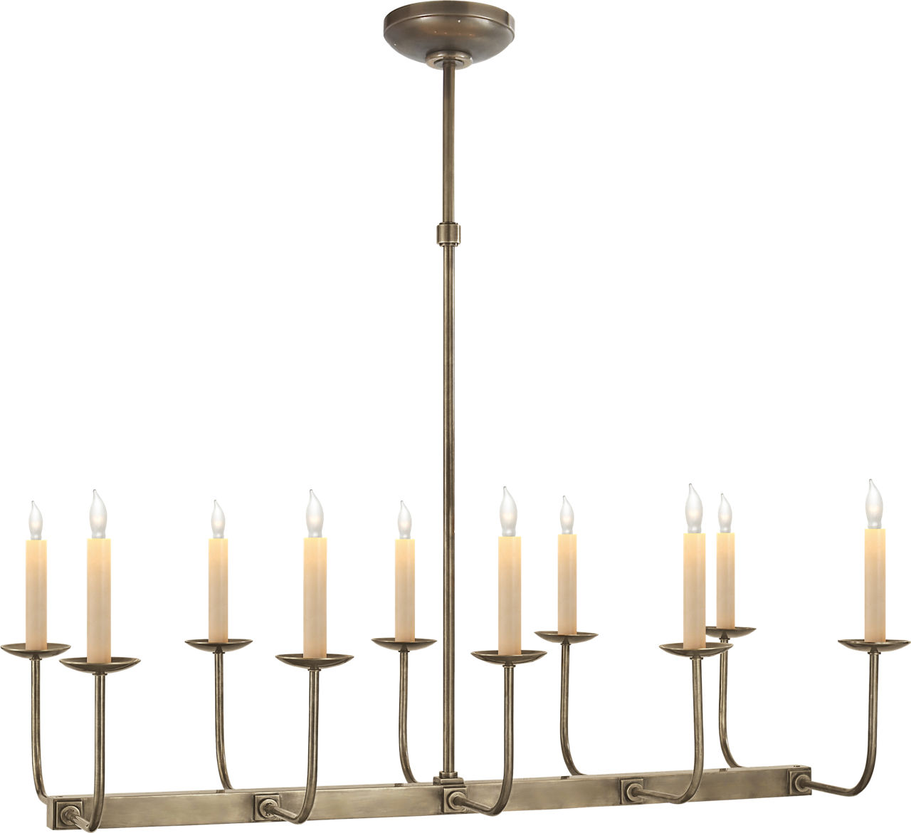 Linear Branched Chandelier in Antique Nickel