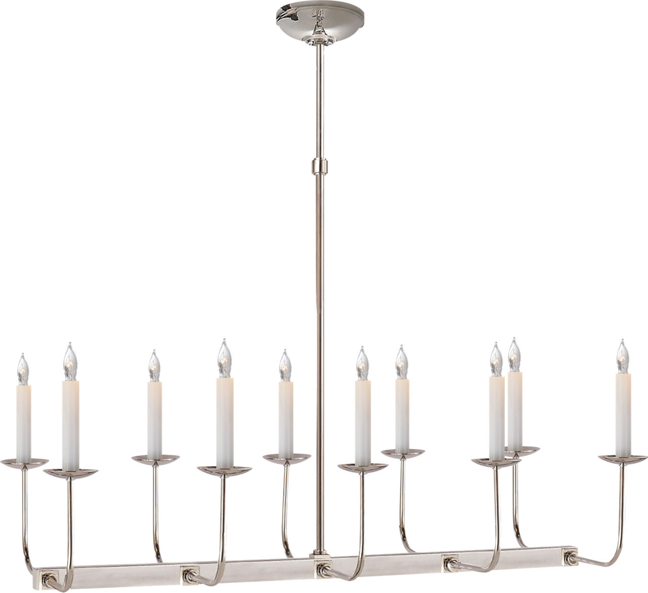 Linear Branched Chandelier in Polished Nickel