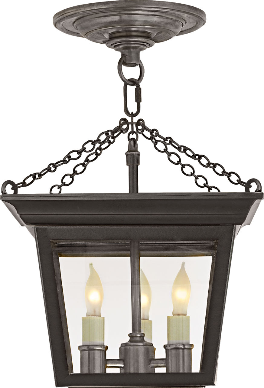 Cornice Semi-Flush Lantern in Blackened Rust