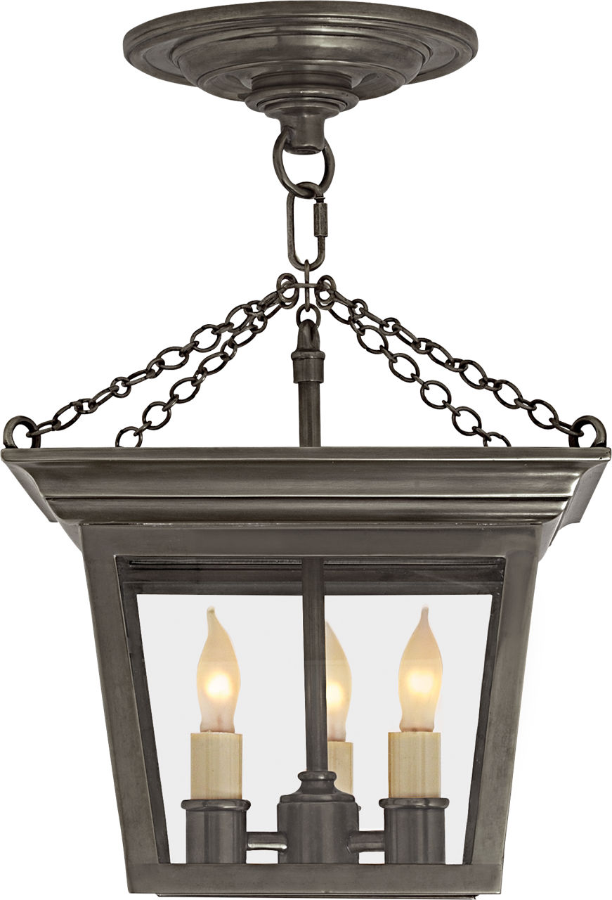 Cornice Semi-Flush Lantern in Bronze