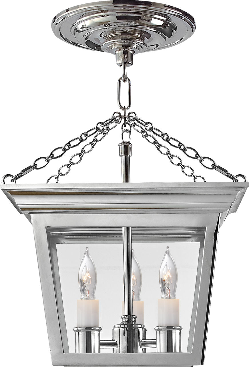 Cornice Semi-Flush Lantern in Polished Nickel