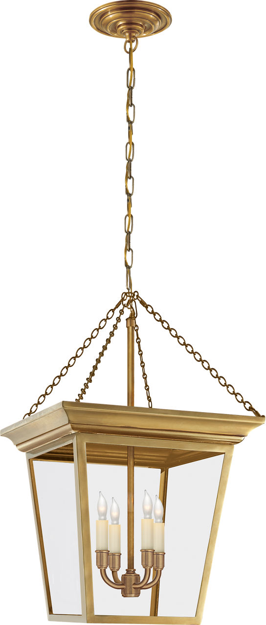 Cornice Small Lantern in Hand-Rubbed Antique Brass