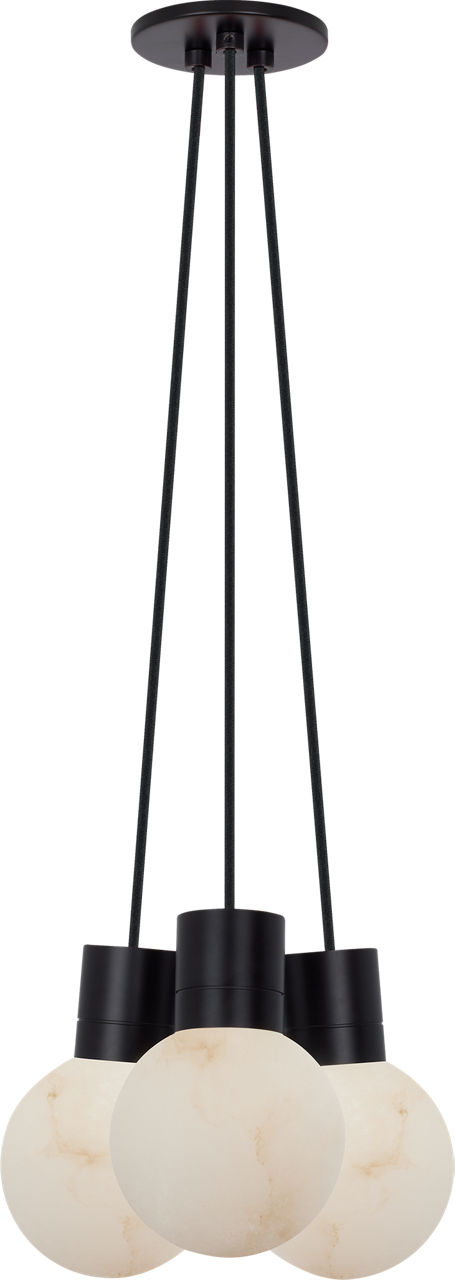 Mina Alabaster 3-Light Small Chandelier Black Cord Black 3000K-2200K 90 CRI