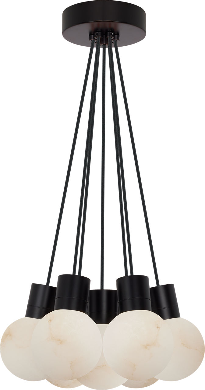 Mina Alabaster 7-Light Small Chandelier Black Cord Black 3000K-2200K 90 CRI