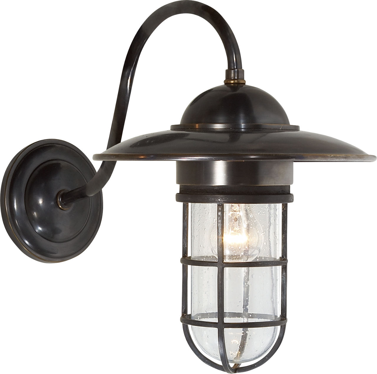 Marine Medium Wall Light in Bronze with Seeded Glass