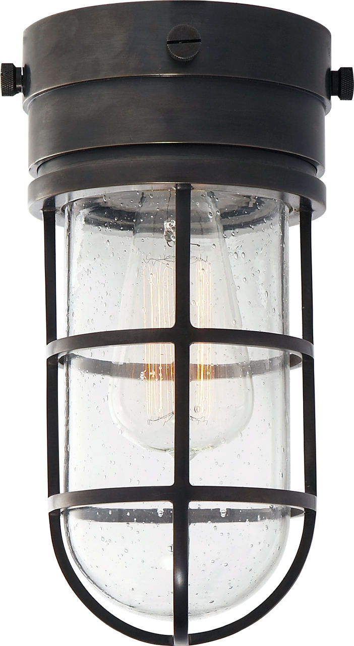 Marine Indoor / Flush Mount Light in Bronze with Seeded Glass