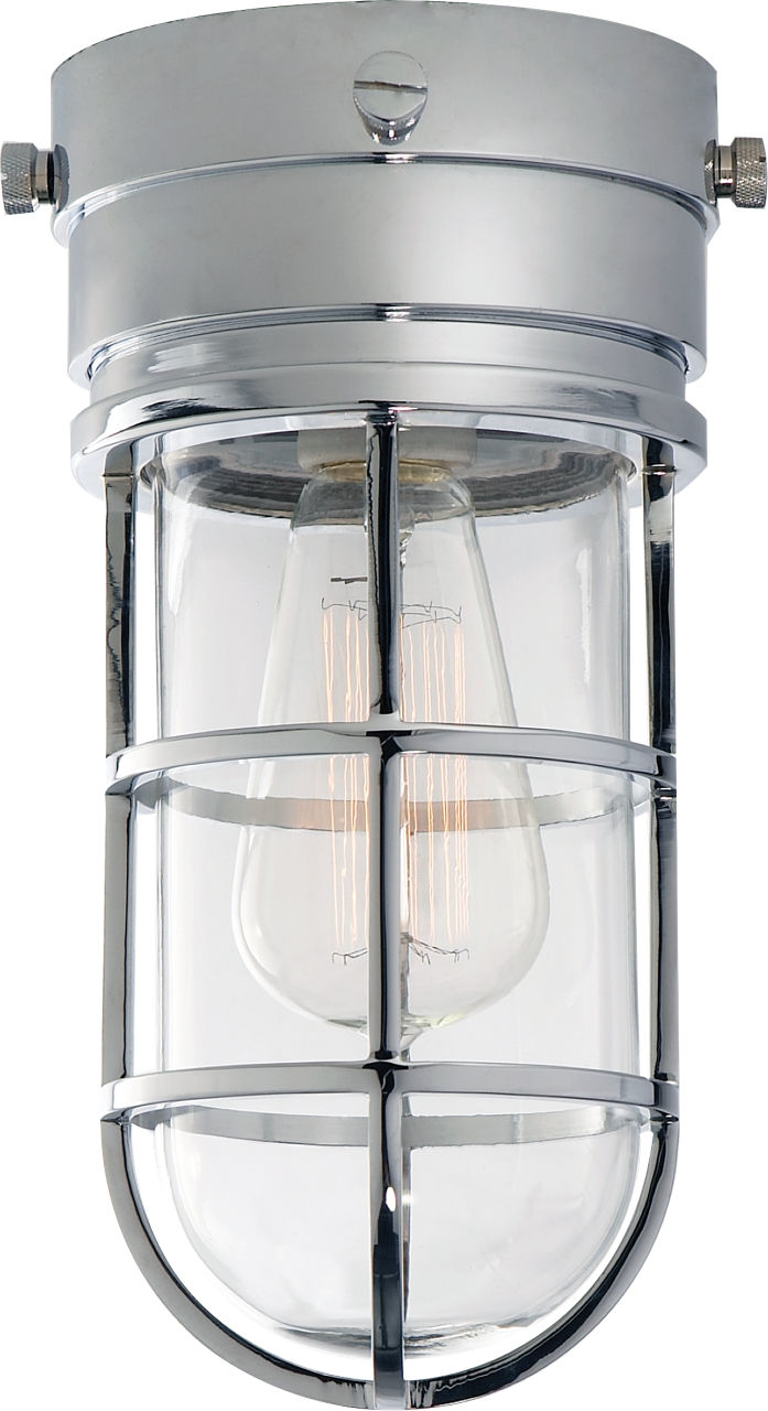 Marine Indoor / Flush Mount Light in Chrome with Clear Glass