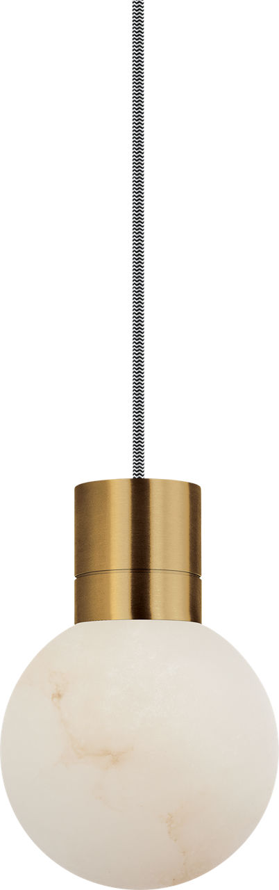 Mina Alabaster Small Pendant Black/White hand rubbed antique brass 3000K 90 CRI