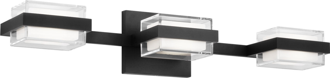 Kamden 3-Light Bath 3 Shallow Nightshade Black LED 90 CRI 3000K 120V