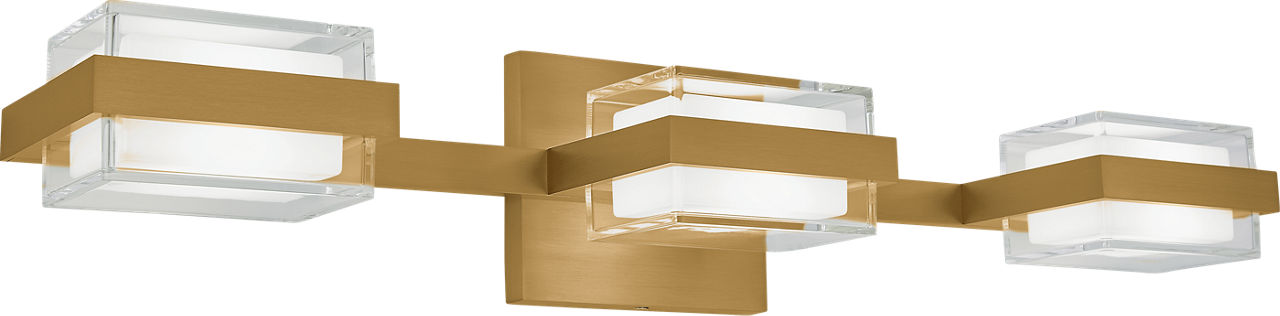 Kamden 3-Light Bath 3 Shallow Natural Brass LED 90 CRI 3000K 120V