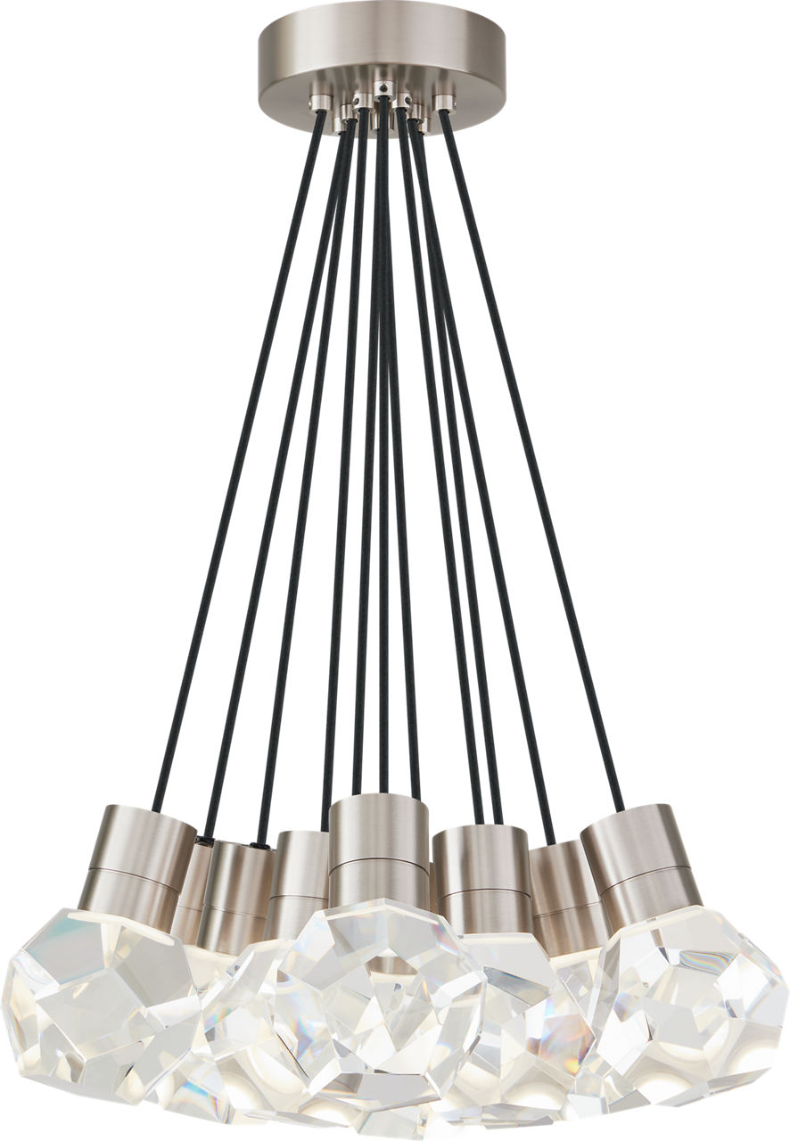 Kira Pendant 11-Light Black Cord Satin Nickel LED 90 CRI 3000K 120V
